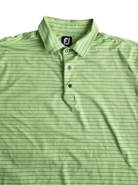 FootJoy Golf Performance Polo Shirt Men's 2XL Green Striped Sports Resort Gym